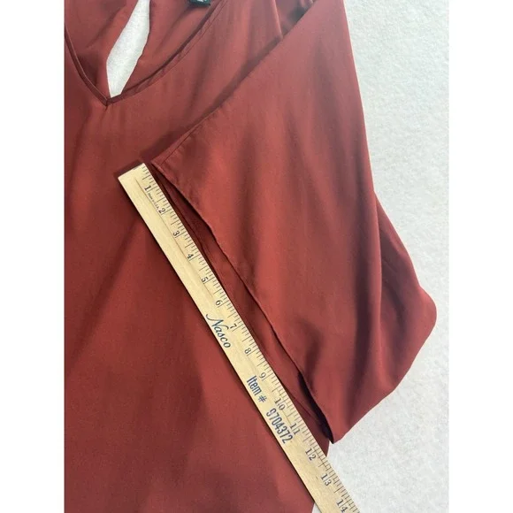 White House Black Market Rust Layered Kimono Sleeve Flowy Top Shirt S - Picture 10 of 10